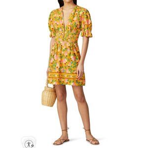 FARM Rio Mini Cashew Mini Dress, orange/green , Size S O41